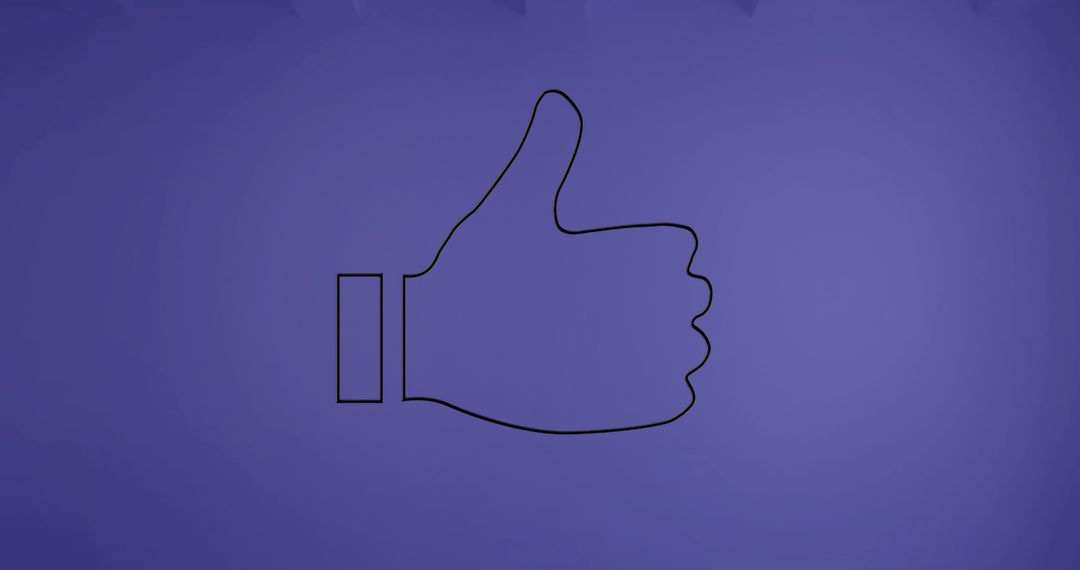 Minimalistic Thumbs Up Icon on Purple Background