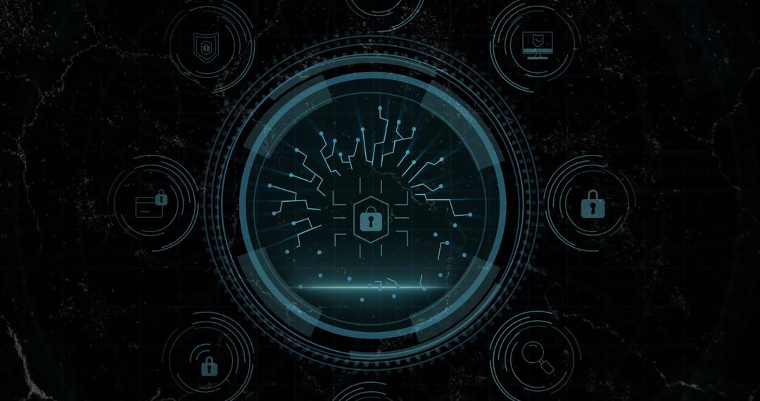 Futuristic Digital Security Interface with Circuit Board Elements