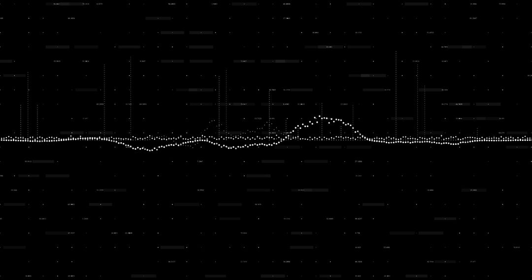 Digital Dot Graph Representing Global Economy Trends on Black Background