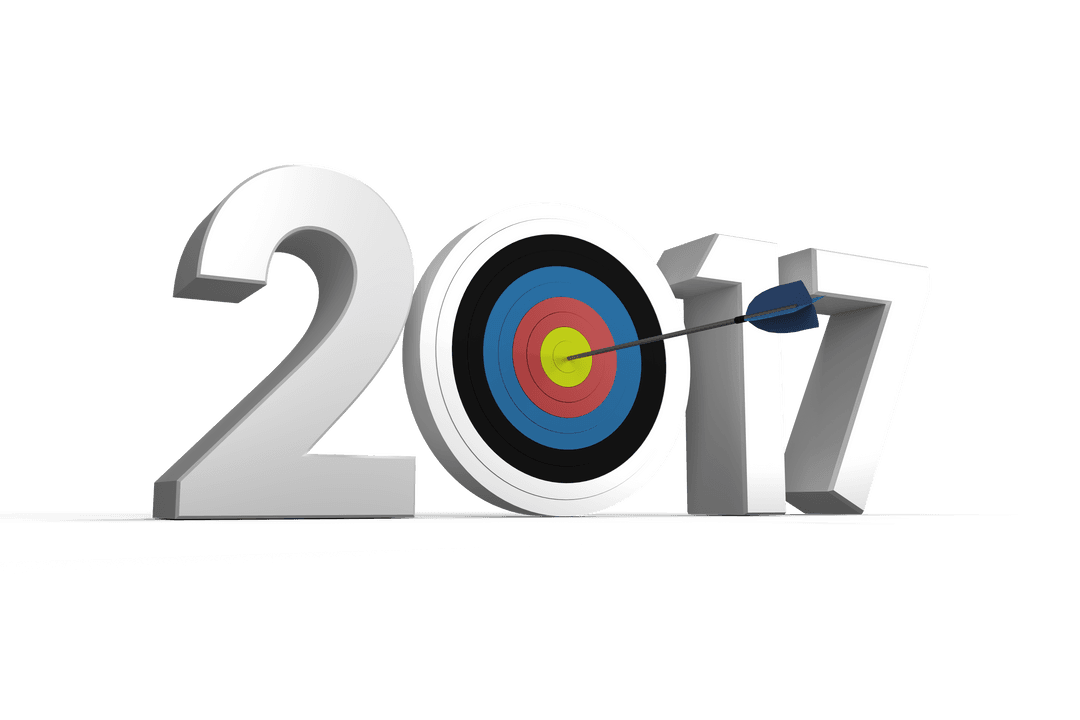2017 Text with Archery Target and Arrow Transparent