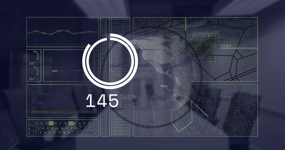 Digital financial data processing with world map interface