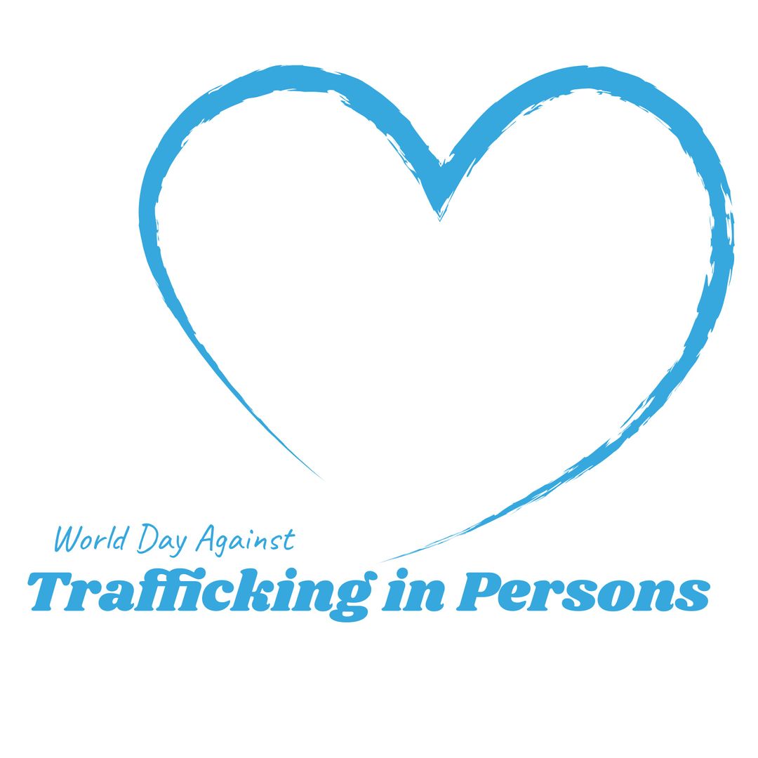 Blue Heart Symbol for World Day Against Trafficking Awareness