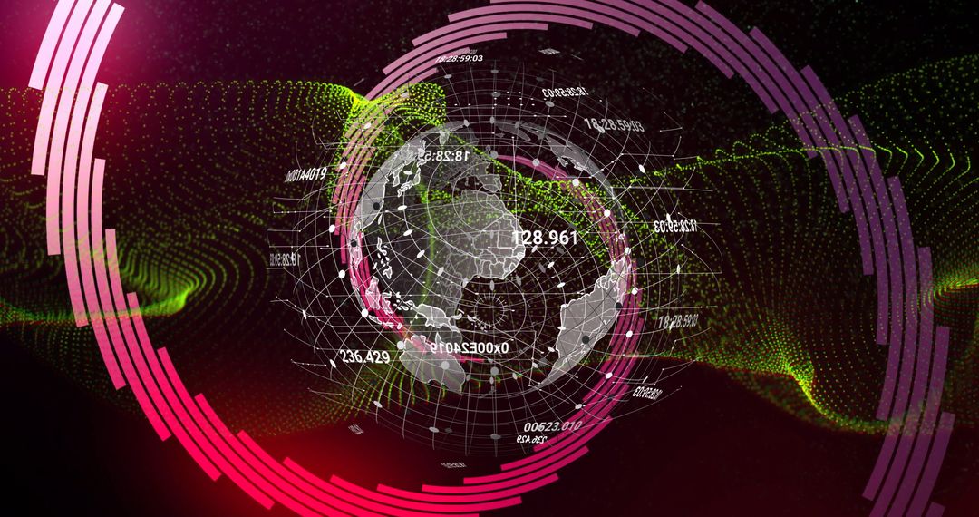 3D Earth Globe with Futuristic Digital Interface and Analytics