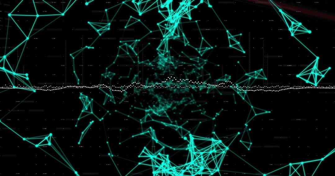Abstract Glowing Digital Network Connections in Dark Space