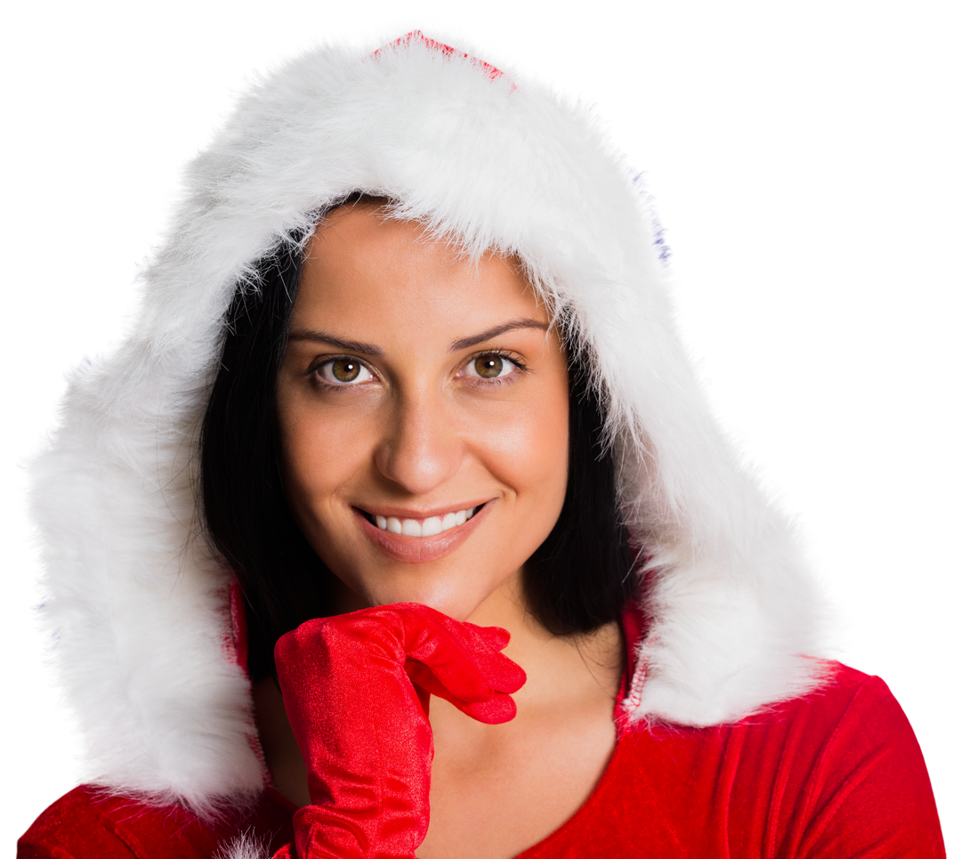 Smiling Woman Wearing Santa Outfit Against Transparent Background - Download Free Stock Images Pikwizard.com