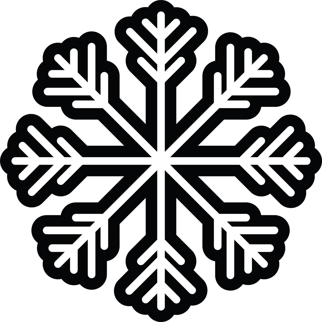Big Stylish Snowflake Icon on Transparent Background