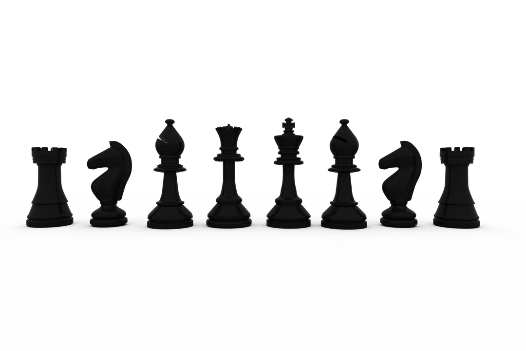 Transparent Row of Black Chess Pieces on White Background - Download Free Stock Images Pikwizard.com