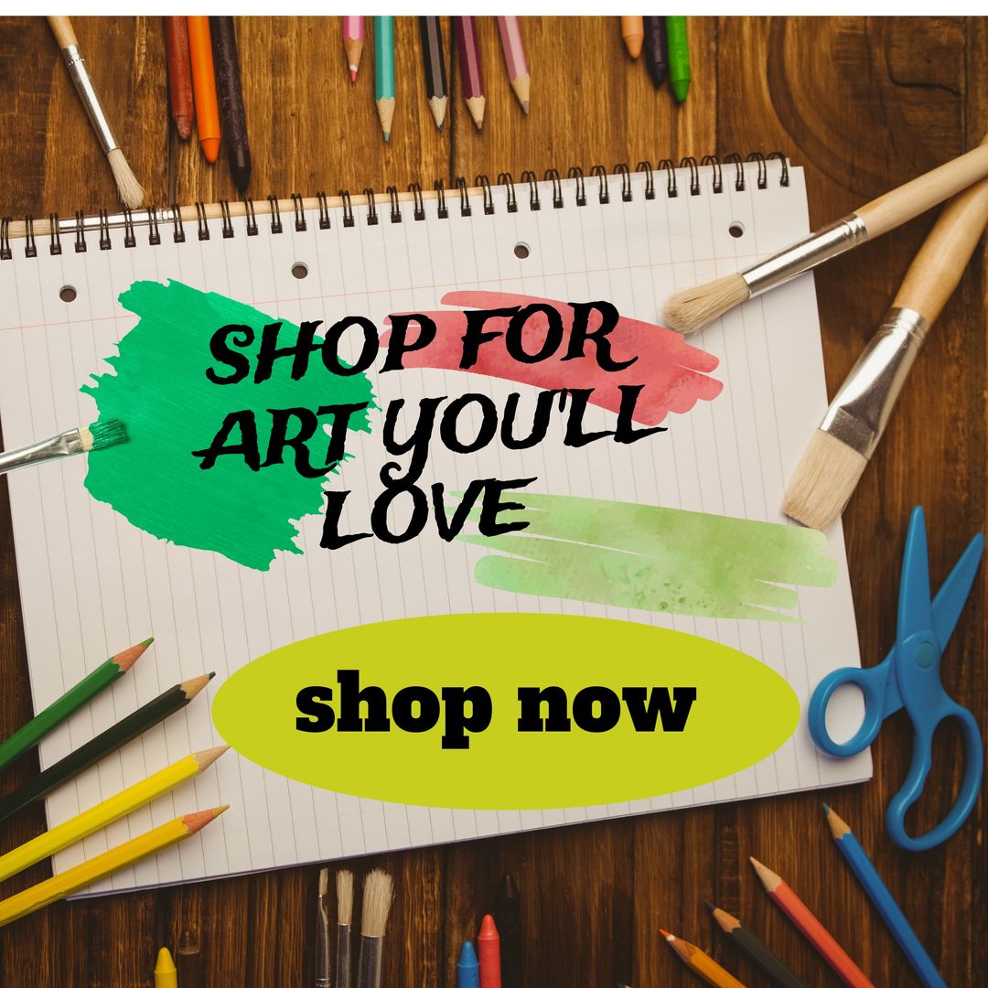 Colorful Art Supplies on Wooden Desk with Inspirational Note