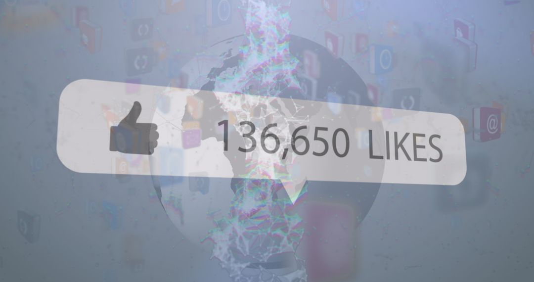 Social Media Engagement Concept with Like Counter Over Globe