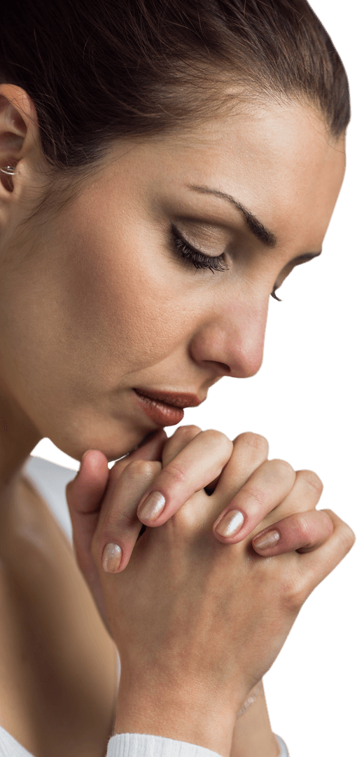 Woman Praying with Joined Hands Transparent Background