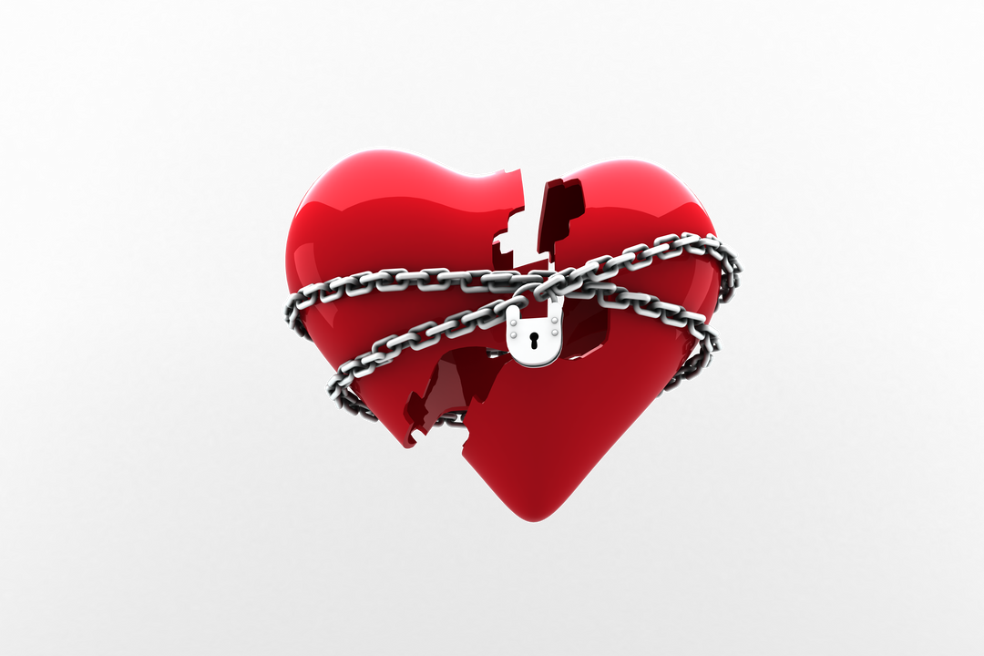 Broken Heart Enclosed with Chain and Padlock on Transparent Background - Download Free Stock Images Pikwizard.com