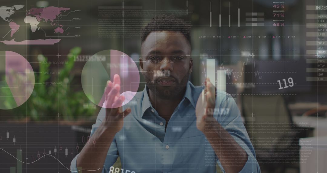 Business Professional Analyzing Data in a Tech-Driven Office