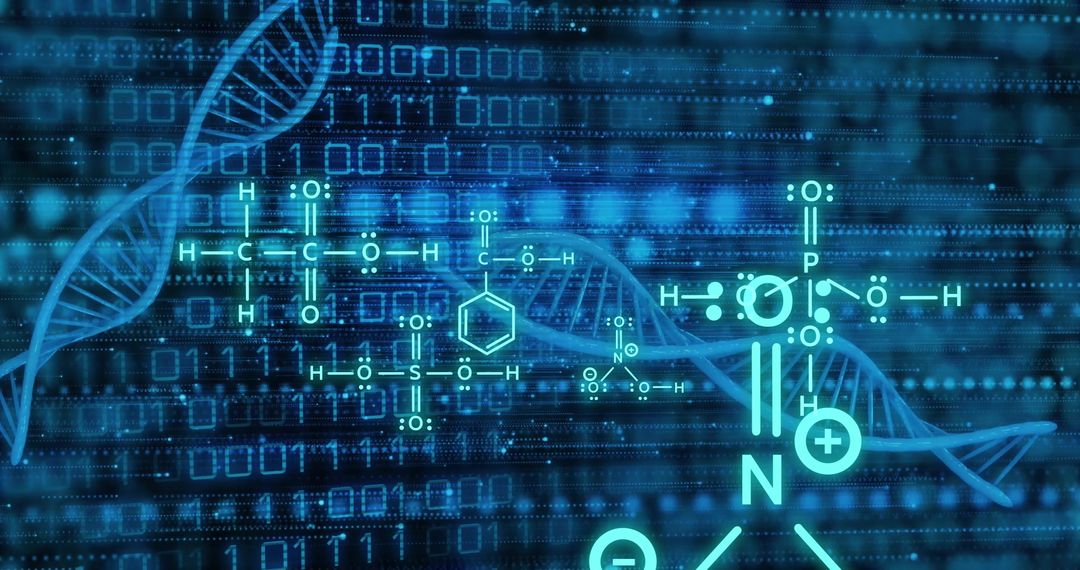 Futuristic DNA Strand with Binary Coding and Molecular Structures - Free Images, Stock Photos and Pictures on Pikwizard.com