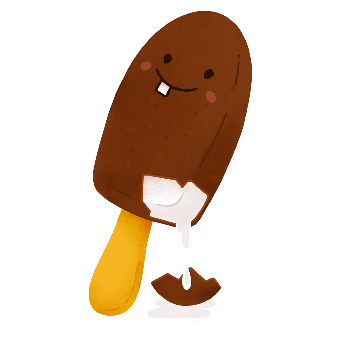 Smiling Transparent Cartoon Chocolate Ice Cream Treat