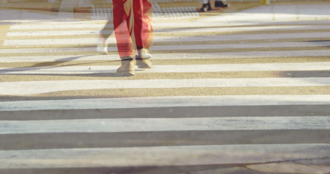 Fast-Paced City Life: Commuters Walking on Zebra Crossing
