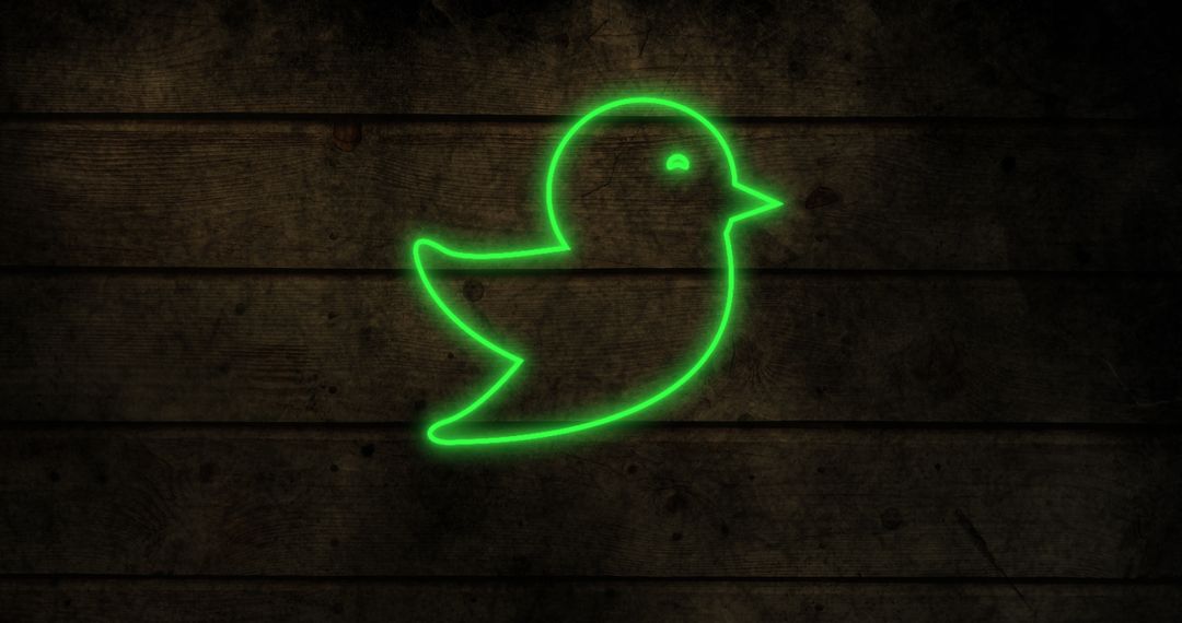 Green Neon Bird Icon Digital Illustration on Rustic Wooden Background - Free Images, Stock Photos and Pictures on Pikwizard.com