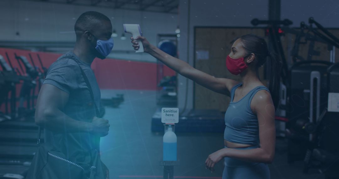 Health Safety Checkpoint in Gym with Temperature Scan