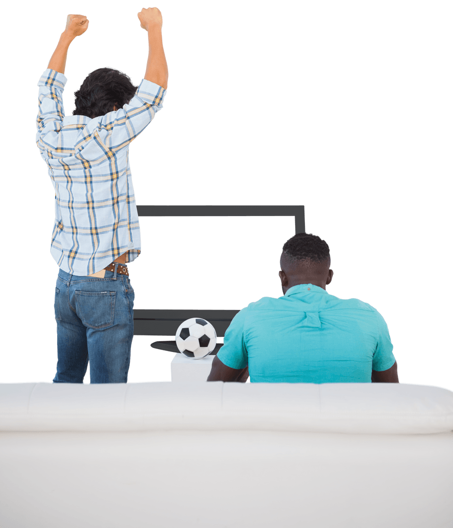 Transparent Fans Cheering Enthusiastically While Watching Soccer Match