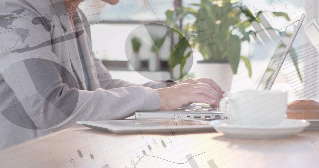 Professionals Collaborating on Business Project with Data Overlays