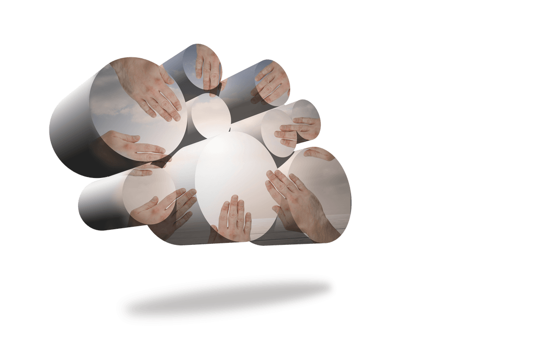 Transparent Floating Rollers with Hands Illustration