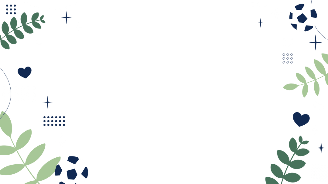 Transparent Botanical Border with Soccer-Themed Elements