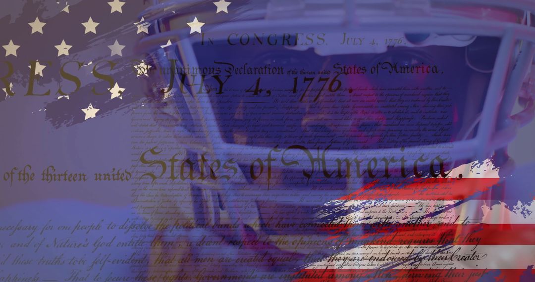 American Football Player with Patriotic US Theme Overlays