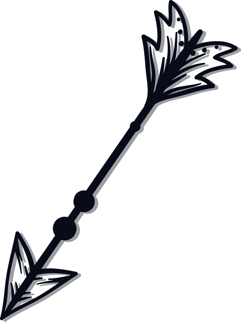 Stylized Decorative Arrow on Transparent Canvas with Beads and Spiky Fletching