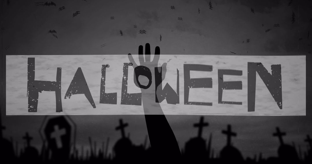 Halloween Graveyard with Zombie Hand Overlay