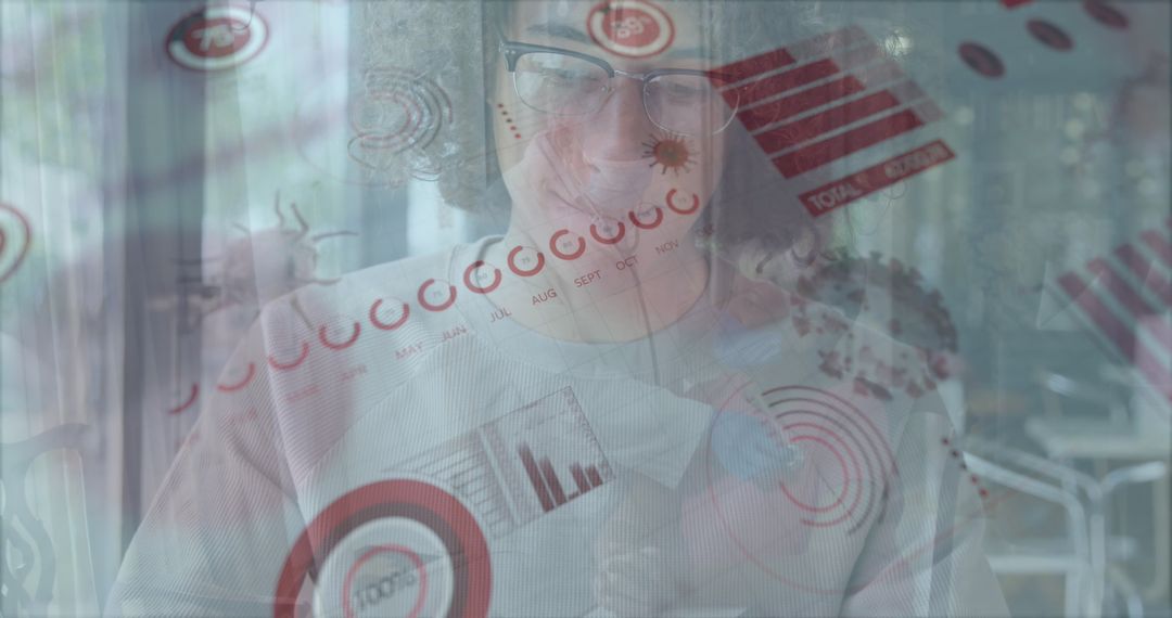 Business Professional Analyzing Futuristic Data Interface in Modern Office