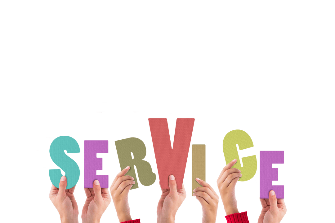 Hands Holding Colorful Letters Spelling Transparent Service