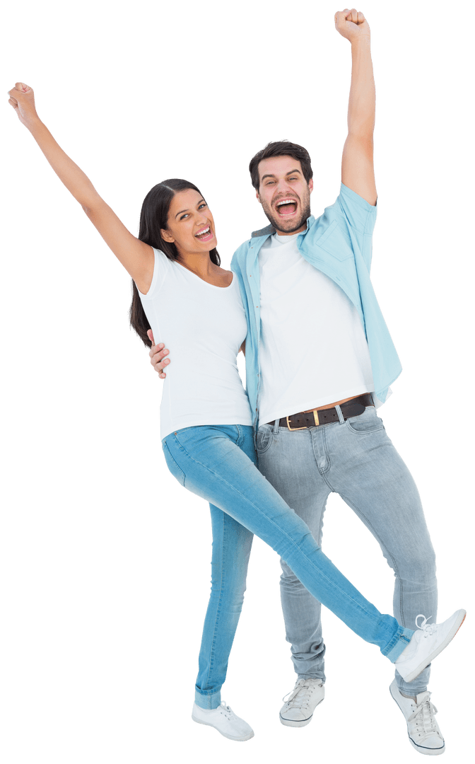 Enthusiastic Couple Celebrating Happiness Transparent Background