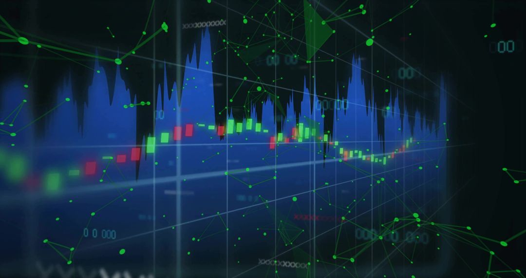 Futuristic Finance Dashboard with Candlesticks and Data Network