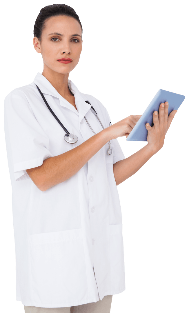 Transparent Nurse Using Digital Tablet with Stethoscope