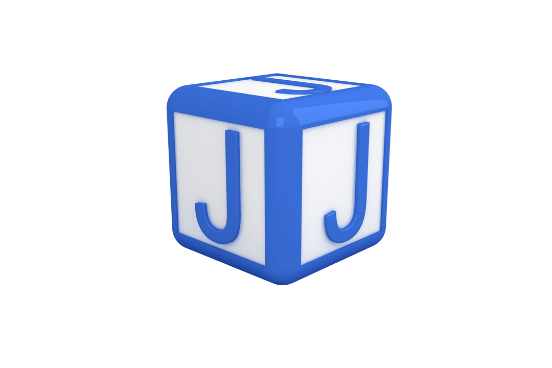 Blue Letter J Brick Isolated on Transparent Background
