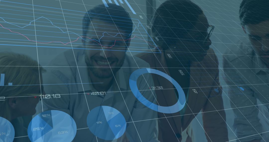 Business Team Analyzing Financial Data with Digital Charts
