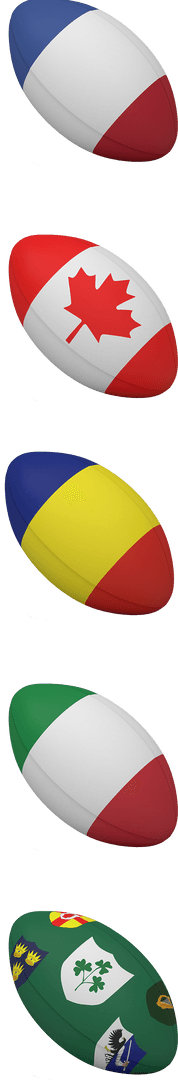 Rugby Balls with Flags Illustration on Transparent Background