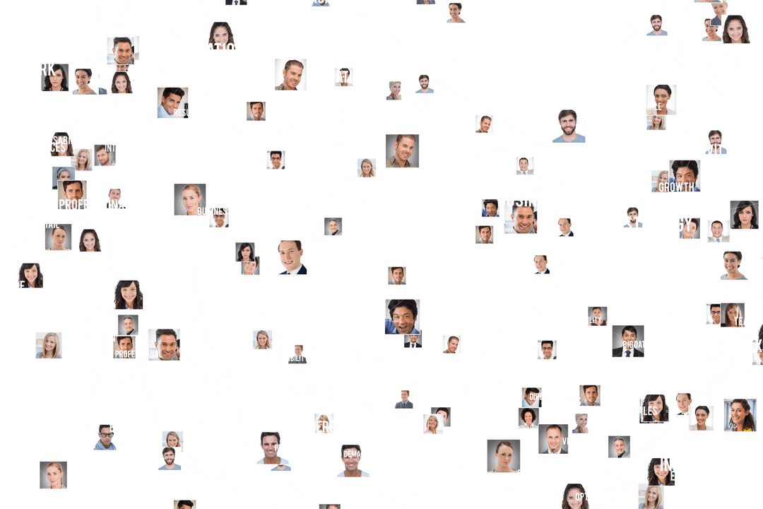 Networking Concept with Interconnected Human Faces on Transparent Background