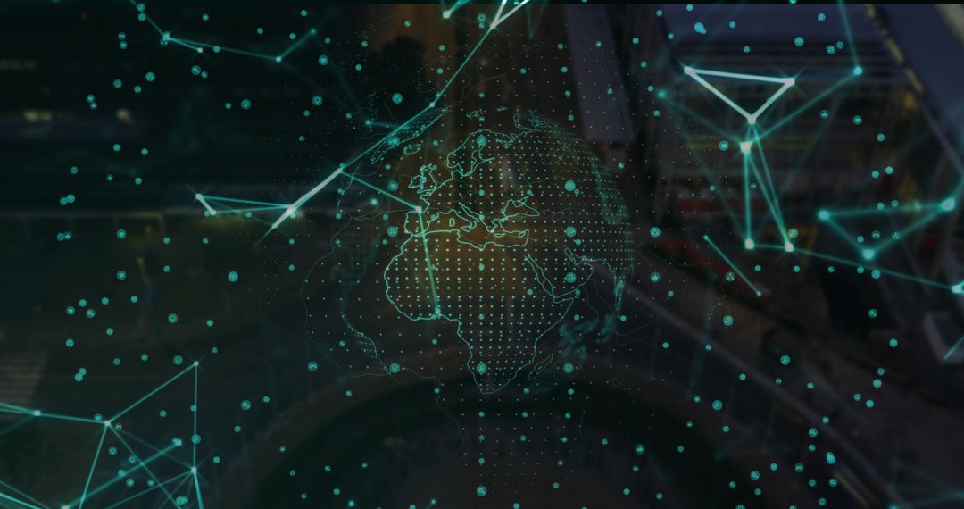 Digital Hologram Globe Illuminating Futuristic Workspace