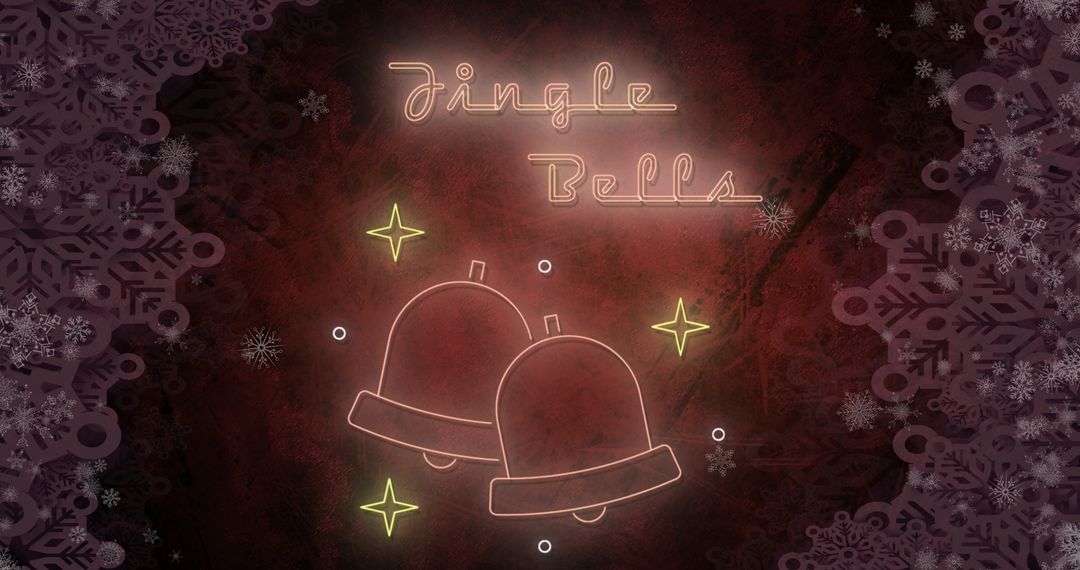 Jingle Bells Neon Art with Snowflakes and Christmas Theme