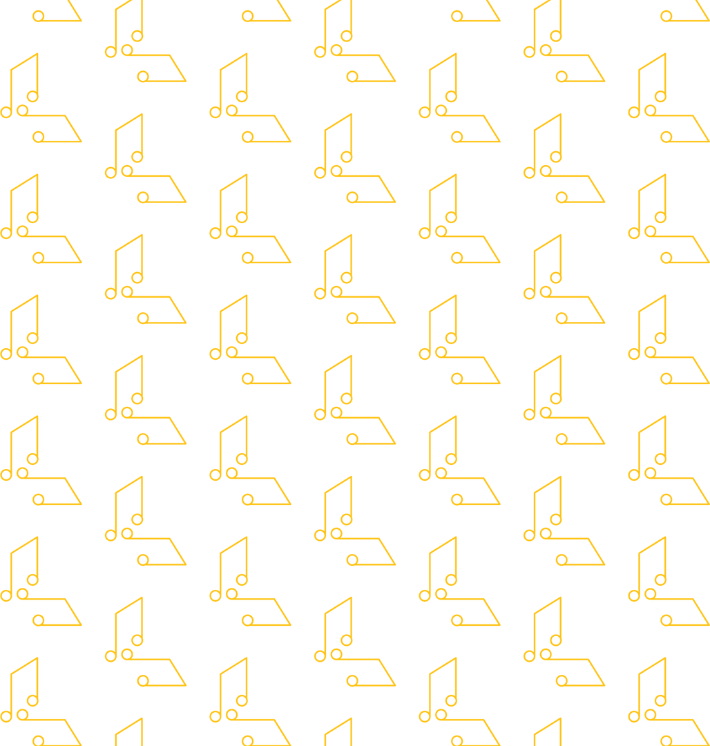 Seamless pattern of yellow notes on transparent background