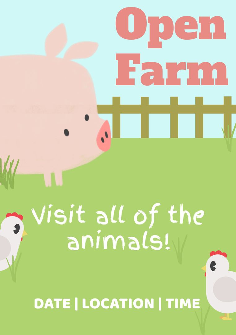 Cheerful Farm Animals Promoting Open Farm Event - Download Free Stock Templates Pikwizard.com