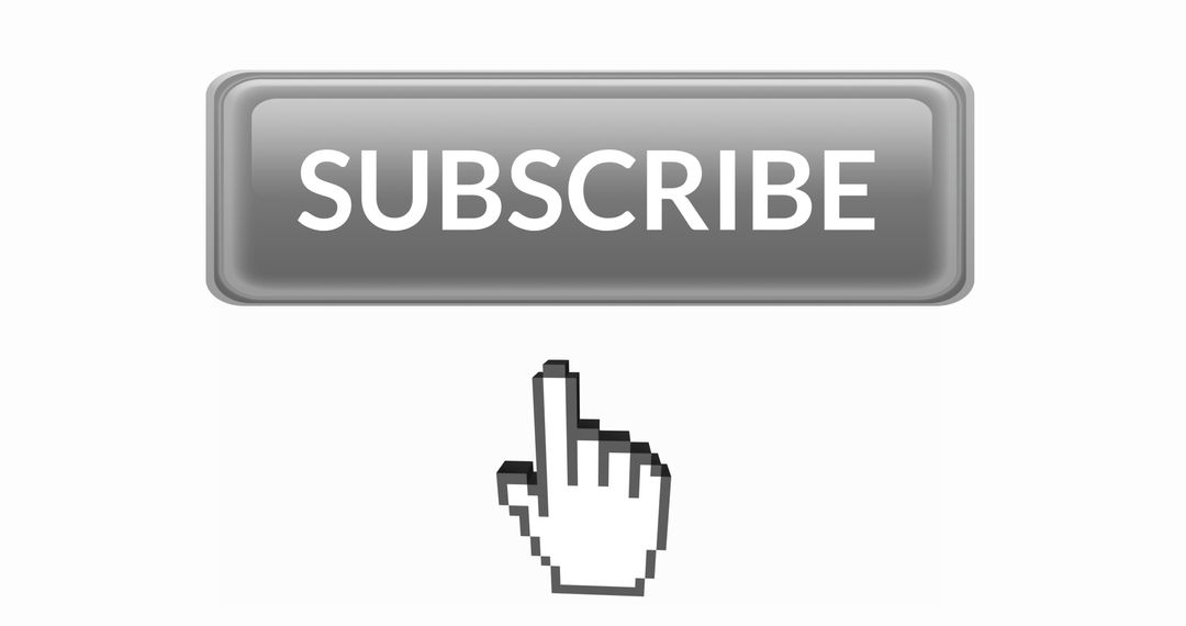 Digital subscribe button with moving pointer on white background