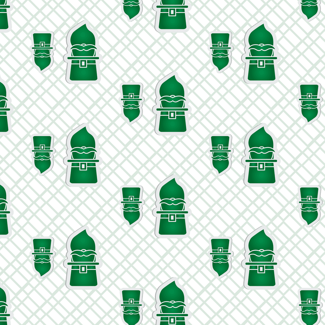 Seamless Transparent Green Santa Pattern Vector Design
