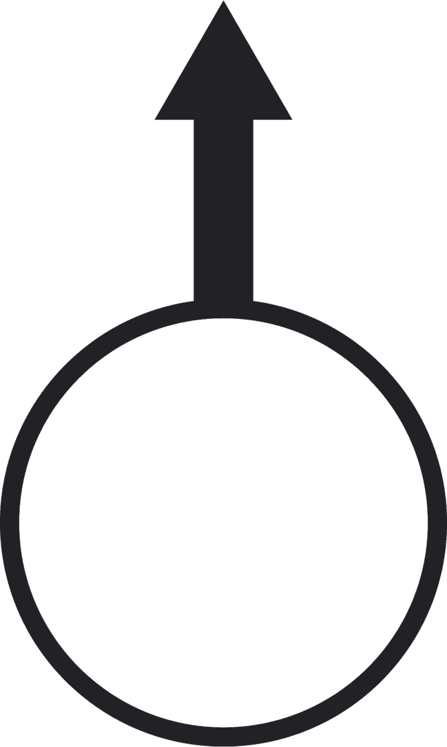 Minimalist vector art of circle with upward arrow on transparent background