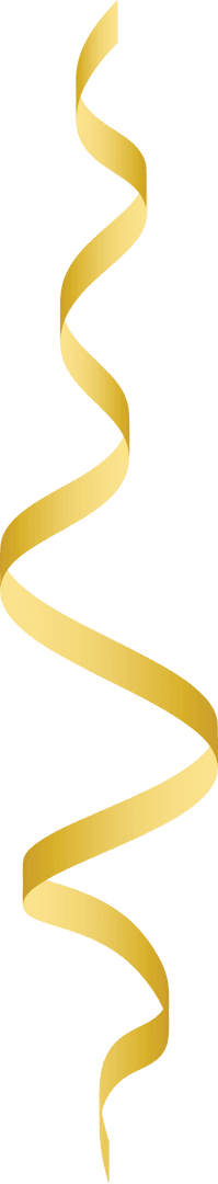 Golden Ribbon Spiral on Transparent Background for Decorative Use