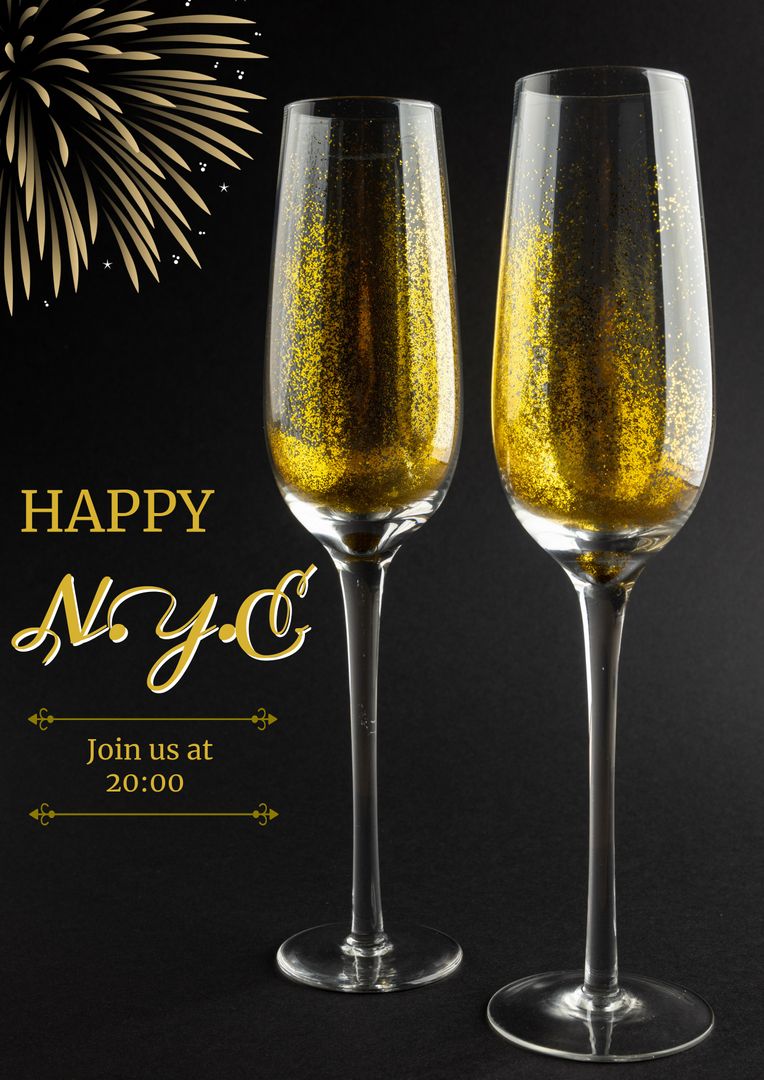 Elegant New Year's Eve Invitation with Sparkling Champagne Glasses
