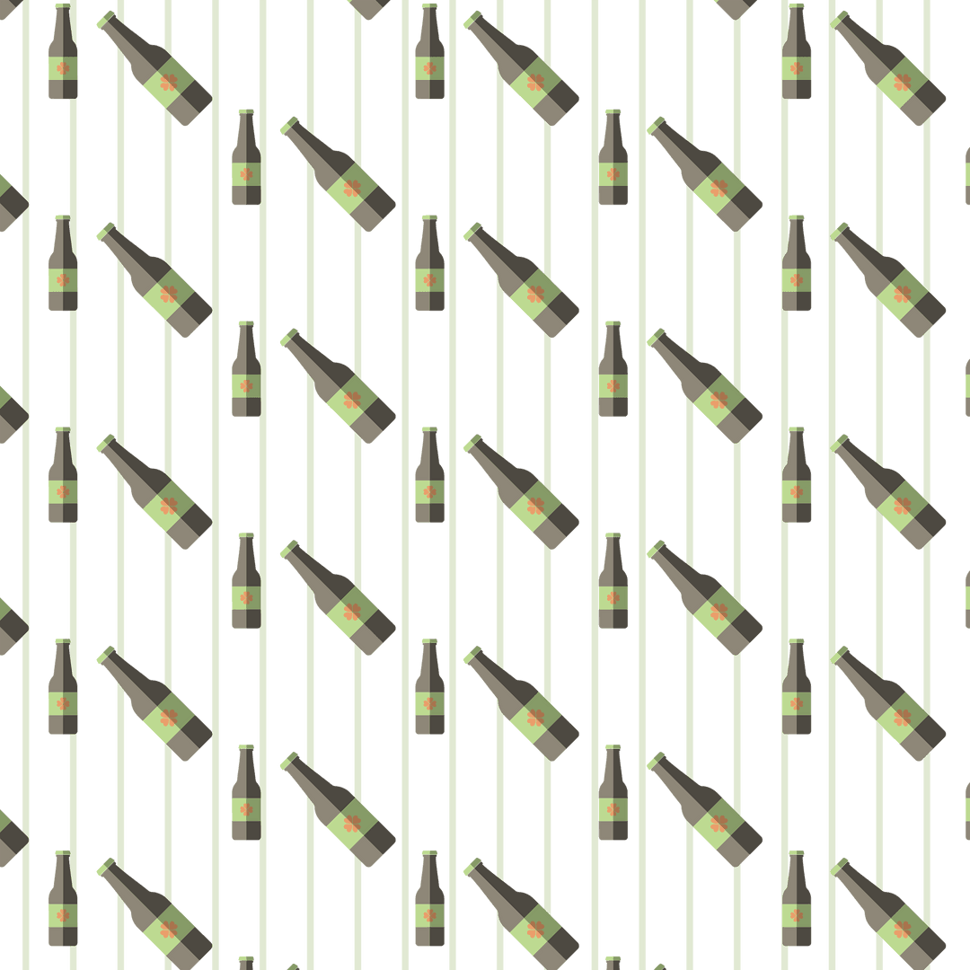 St. Patrick's Day Beer Bottle Pattern on Transparent Background