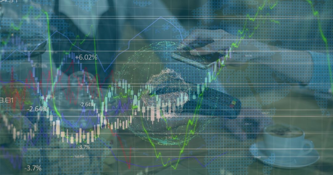 Digital Payment Concept with Data Interfaces and Financial Graphs