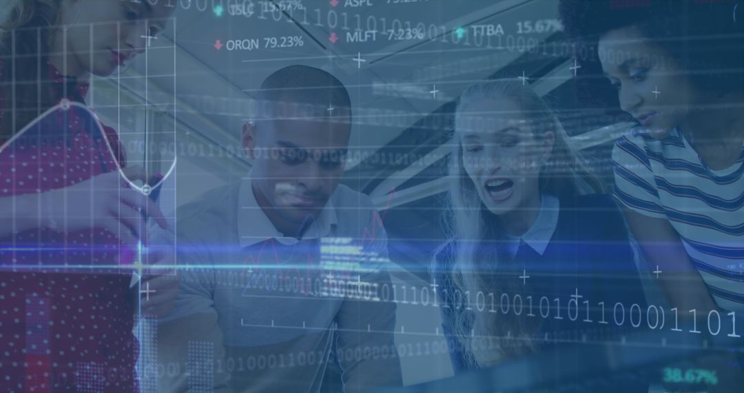 Diverse Professionals Analyzing Digital Financial Data During Team Meeting