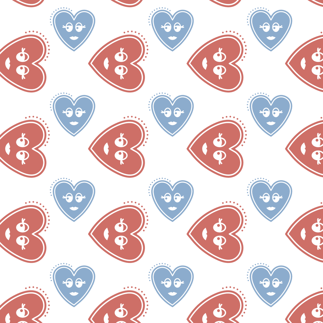 Cute Heart Pattern: Blue and Red Transparent Background